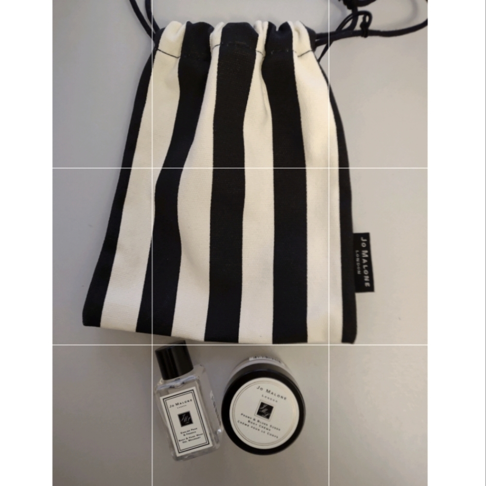 Jo Malone drawstring pouch, cream, body wash brand new!